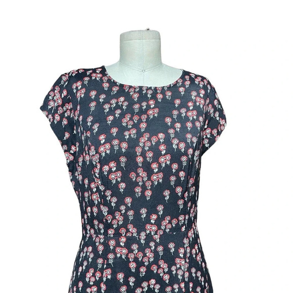 Free People Corrie Split Hem Ditsy Floral Print Midi Dress Black Red Size 6 - Picture 3 of 9
